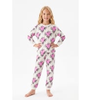 Kız Çocuk %100 Pamuk ve Baskılı Pijama Takımı 3-13 Yaş 12738IS MODANINO