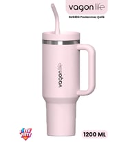 Tumbler Quencher Cup 1200 ML Pipetli Rahat İçim Kulplu SUS304 Paslanmaz Çelik 1.2L Termos 1103-1200ML