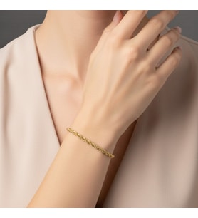 Lorivelle 14K Altın Kaplama Paslanmaz Çelik İtalyan Burgu Halat Zincir Bileklik 2mm 16+5 cm