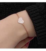 Gümüş Rose Kalp Kadın Bileklik