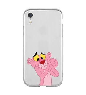 Iphone XR Uyumlu Pembe Panter Tasarımlı Şeffaf Telefon Kılıfı