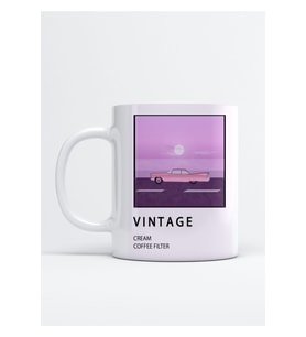 Vintage Filtre Baskı Porselen Kupa Bardak