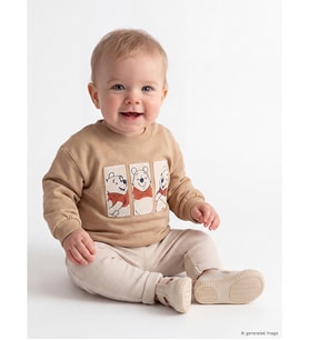 LCW baby Bej Winnie The Pooh Baskılı Erkek Bebek Takım