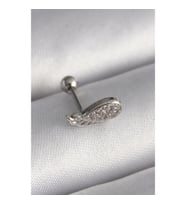 316L Çelik Gümüş Renk Zirkon Taşlı Kanat Tragus Piercing - TJ-PR1269 TG-V 7565