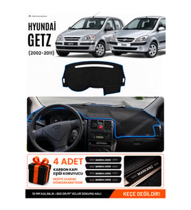 HYUNDAİ GETZ (2002-2011) Uyumlu Torpido Örtüsü Torpido Kılıfı - Siyah Mavi
