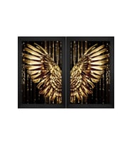 Altın Kanatlar-2 Temalı 2 li Kanvas Tablo Seti 50 x 70 cm Siyah Çerçeve