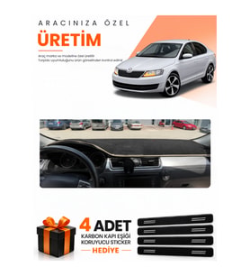 SKODA RAPİD (2013-2017) Uyumlu Torpido Koruma Örtüsü Oto Kılıfı - Siyah Bej