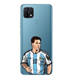 Oppo A15 / A15S Uyumlu Lionel Messi Desenli Şeffaf Telefon Kılıfı