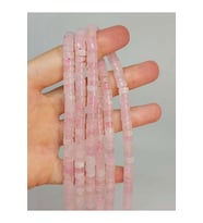Bileklik Boy Pembe Kuvars Taşı Şekilli 3x6mm Yarım Dizi (49358) (18CM UZUNLUĞUNDADIR)
