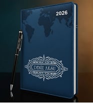 BK Gift Kişiye Özel İsimli Termo Sert Kapak 2026 Lacivert Ajanda & Kalem -11, Öğretmenler Günü Hediyesi, Yeni İş Hediyesi