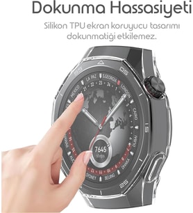 Lexroo Huawei Watch GT5 Pro 46mm için 360° Kasa Koruyucu Yumuşak TPU Kılıf Dokunmatiği ve Netliği