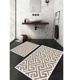 Dijital Baskılı Kaymaz Taban Yıkanabilir 2'li Klozet Takımı Banyo Paspası NDKZ-HT-798 (Kahverengi)