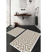 Dijital Baskılı Kaymaz Taban Yıkanabilir 2'li Klozet Takımı Banyo Paspası NDKZ-HT-798 (Kahverengi)