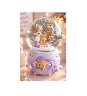 17 cm minik aşıklar kar küresi 0488