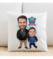 Kişiye Özel Şık Baba ve Oğlu Karikatürlü Yastık