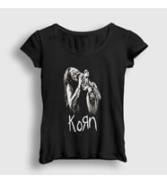 Presmono Kadın Siyah Jonathan Davis Korn T-Shirt 92167tt