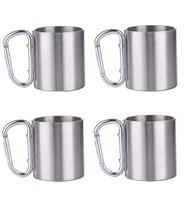 4 lü Karamina 180 ml. Çift Kat Çelik Kamp Bardağı Fincanı cin230
