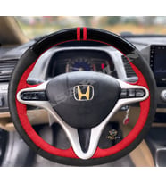 Honda Civic FD6 Dikme Direksiyon Kılıfı Parlak Siyah Kırmızı Detaylı Kırmızı Çift Yüzük ve Dikiş 2006-2012
