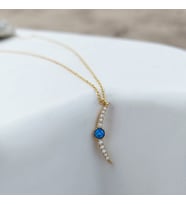 Vaoov 925 Ayar Gümüş Opal Taşlı Gold Ay Kolye