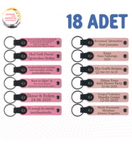 Pembe & Yavru Ağzı, 18’li Set, Mesajlı Deri Anahtarlık, Fen Bilimleri Öğretmeninden Karne Hediyesi