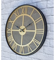 Markakanvas Siyah Metal Kasalı Mermer Desenli Duvar Saati Çap 50 - 80 cm (Altın)