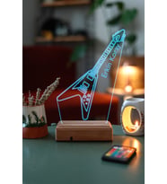 Kişiye Özel 3D Uçan Gitar Hediyelik 16 Renk Dekoratif Masaüstü Led Lamba
