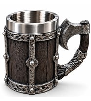 Viking Balta Kulplu 3D Paslanmaz Çelik Kupa Bardak