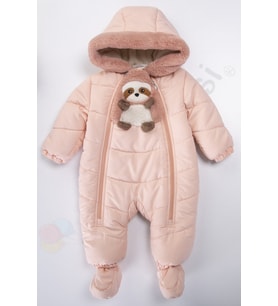 Panda İçi Peluş Patikli Kar Kapüşonlu Kışlık Kız Erkek Bebek Astronot Tulum Kozmonot Mont Çocuk
