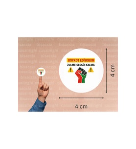 Boykot Etiketleri Zulme Sessiz Kalma Etiketi Yuvarlak Mat Sticker 4 Cm (45 Adet)