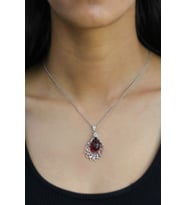 Yakut Taşlı Zambak Model Telkari Gümüş Kolye