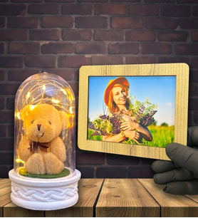 Size Özel Ahşap Fotoğraf Çerçeveli Led Işıklı Fanus Hediyesi (Model 8)