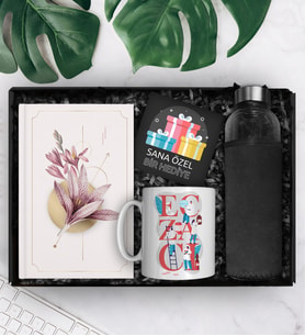 Eczacılara Özel Cam Şişe Matara & Tasarım Defter & Tasarım Kupa Hediye Seti