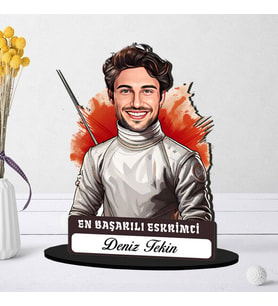 Kişiye Özel Erkek Eskrimciye Hediye Karikatürlü Biblo