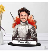 Kişiye Özel Erkek Eskrimciye Hediye Karikatürlü Biblo