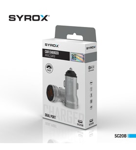 Syrox SC20B Araç Çakmaklık Şarj Aleti 3.1Amper Çift USB Giriş