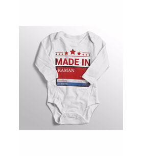 Unisex Bebek Beyaz Kırşehir Kaman Sokak Tabelası Baskılı Zıbın