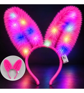 3 Modlu LED Işıklı Peluş Tavşan Kulağı Fuşya Renk