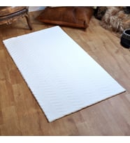Tappeto Zikzak Desenli Post Peluş Halı Beyaz