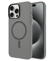Apple iPhone 15 Pro Kılıf Magsafe Şarj Özellikli Buzlu Transparan C-Pro Sert Kapak (Koyu Gri)