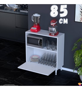 Eliusta Lara 85 cm Çok Amaçlı Mikrodalga Dolabı Alttan Kapaklı Fırınlık Kiler Ekmeklik 85x87x32 cm Beyaz