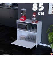 Eliusta Lara 85 cm Çok Amaçlı Mikrodalga Dolabı Alttan Kapaklı Fırınlık Kiler Ekmeklik 85x87x32 cm Beyaz
