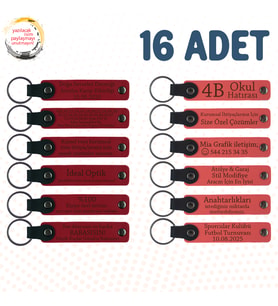 Kırmızı & Nar Çiçeği, 16’li Set, İsim Yazılı Anlamlı Deri Hediyelik, Kamp Gezisi Ekibine Anlamlı Anı