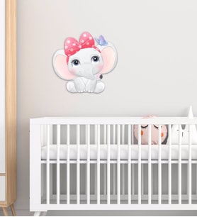 BK Gift Sevimli Fil Tasarımlı Çocuk Odası Ahşap Duvar Süsü-1 (Beyaz)