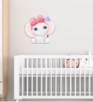 BK Gift Sevimli Fil Tasarımlı Çocuk Odası Ahşap Duvar Süsü-1 (Beyaz)