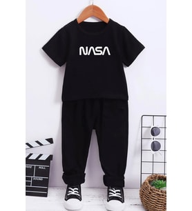 Çocuk Nasa Alt - Üst Eşofman Takımı (Siyah)