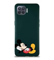 Oppo Reno 4 Lite Soft Premier Kapak Mickey Mouse-F Tasarımlı Silikon Kılıf - Yeşil (Şeffaf)