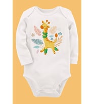 Organik Baskılı Pamuklu Unisex Bebek Body UZUNE229