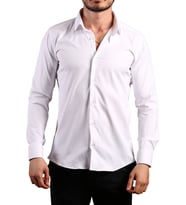 Beyaz Ekstra Dar Kesim Likralı Esnek Micro Kumaş Kol Düğmeli Slim Fit Erkek Gömlek - 195-1