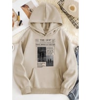 Unisex The 1997 Travel Baskılı Sweatshirt (Bej)