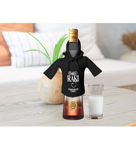 BK Gift Kişiye Özel Mini Siyah İçki Şişesi Tişörtü , Ev Bar Dekoru, Rakı, Rakı Şişesi Tişörtü, Ev Barı-4